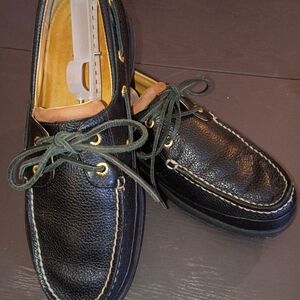 Sperry "GOLD" Black Leather Boat Shoes w/ Tan Accents NEW Men's 9.5M